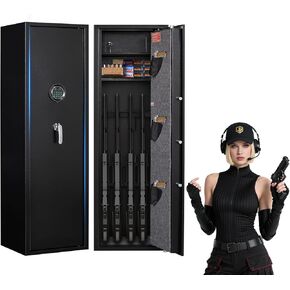 SHICHI 8-12 Gun Safes for Rifles and Pistols, Electronic Rifle Safes for Home, Shotgun Long Gun Cabinets, Large Gun Locker, Dual Alarm & Mute Mode Switching, Quick Access, No Assembly Required