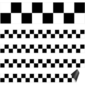 24 Pcs Magnetic Borders for Classroom Whiteboard Magnetic Strips Bulletin Board Borders School Classroom Chalkboard Trim Decorations for School Teacher Decorations (Pastel Checkerboard)