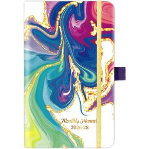 2026-2028 Pocket Planner/Calendar - 3 Year Monthly Planner 2026-2028, Jan 2026 - Dec 2028, 6.3" x 3.8", 36 Months Pocket Planner with Pen Holder, Elastic Closure, Hardcover, 61 Note Pages