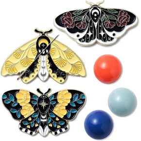 Luna Cici 3pieces Needle Minder للخياطة ، حارس إبرة مغناطيسي للغرزة المتقاطعة ، دبوس كرتون الفراشة اللطيف ، حامل إبرة للتطريز ، ملحق تخزين الإبرة ، هدية لروح غرزة -1