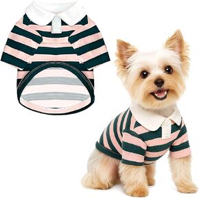 baejmjk لطيف الكلب قميص بوي فتاة الكلب الملابس مخططة t-shirt t-shirt للكلاب الصغيرة المتوسطة القطط ناعم التنفس جرو جرو (الأزرق البحرية ، x-small) in Kuwait