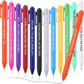 12 Pcs Funny Dog Pens, Assorted Colored Dog Lovers Pens Set with Funny Phrase, Black Ballpoint Pens for Everyday, Cute Gifts for Dog Moms Vet Techs Pet Owners Coworkers