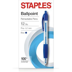 Staples 2498403 Ballpoint RT Fine 0.7mm Blu DZ
