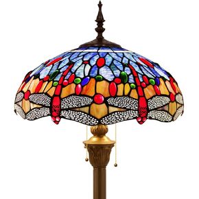 Werfactory Tiffany Floor Lamp Dragonfly Blue Brown Glass Glass Standing Respons