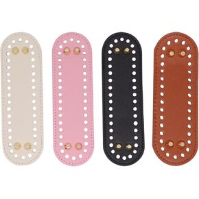 ZHMEINA 4PCS Bag Bases for Crochet, 7.09" x 1.97" PU Leather Bag Bottom Oval Purse Bottoms Shaper Pad with Holes for DIY Crochet Bag Cushion Base Shoulder Bags Craft Making (4 Colors)