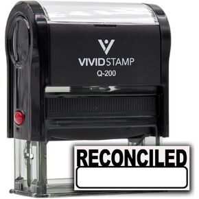 Basic Reconciled Self Inking Rubber Stamp (Blue Ink) - Q-200