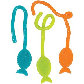 Fun Express Little Fisherman Sticky Fish On A String for Birthday - Value Toys - Sticky & Stretch Toys - Birthday - VBS Vacation Bible School Supplies/Decor - 72 Pieces