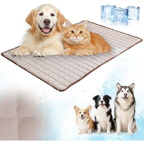 Dog Cooling Mat, 2025 New Pet Ice Silk Mat, Pet Cooling Mat Ice Silk Coolings Mats for Dogs & Cats, with Non-Slip & Foldable Summer Reusable Pets Cool Mats (Blue, 35.5 * 23.6 inches)