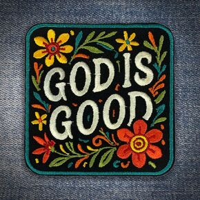 God is Good Patch Christian Religious Faith Embroided Patches Bible Verse Sew on Iron On Embroidery Patch for Caps, Bags, Backpacks, Hat, Jackets, Uniform DIY PVC Gifts for Her Him 3 Inches