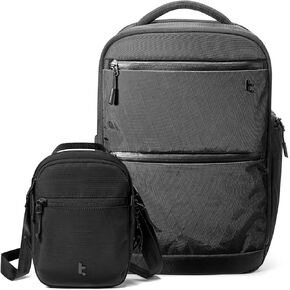 tomtoc T73 Laptop Backpack X-Pac Techpack & Aviator-T37 Travel Crossbody RFID Blocking Bag, City Compact Backpack with On-the-Go Organizer Bag