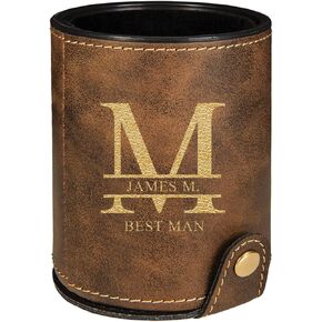 Sofia's Findings Personalized Monogram Leatherette Dice Cup - Rustic/Gold