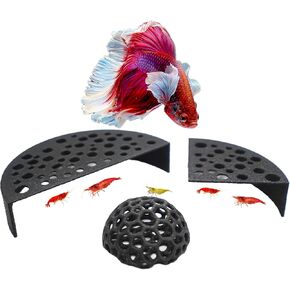 CTWPets Shrimp Breeding Protection Set, 3-Pack Bundle with Hide Dome, Half Protector, Breeding Protector (Black)