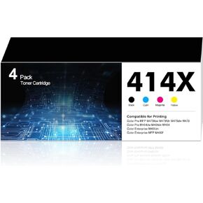 414X W2020X Toner Cartridges 4 Pack High Yield Replacement for 414X 414A W2020A Work for Color Pro MFP M479fdn M479fdw M454dw M454dn M454 M479 Printer Ink (Black Cyan Yellow Magenta, with Chip)
