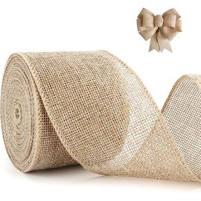Burlap Ribbon 2-1/2 Inch Burlap Wired Ribbon 10 Yards Burlap Fabric Ribbon Red Jute Ribbonn for Gift Wrapping Rustic Ribbon for Crafts Wreaths Flower Bouquet Christmas Ornaments Bows