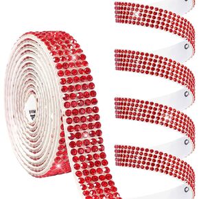 Rhinestone Ribbon, Self Adhesive Rhinestone Bedazzling Strips 0.4inch Glitter Crystal Diamonds Tape Sparkling Rhinestones Trim for Belt Shoes Clothing Crafts Car Phone (3Yards, Champagne)