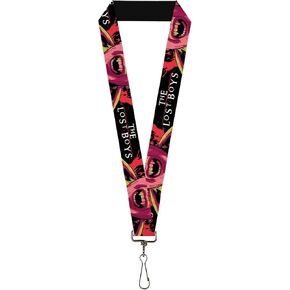 The Lost Boys Lanyard, The Lost Boys Teeth Fangs Pose Title Logo Black Reds Yellows, Elastic