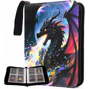 Colorful Dragon Card Binder, 400 Pocket Card Album for Girls Gifts, Fashion Dragon Art Trading Game Card Holder Album for Standard Size Cards, Collectible Game Collection Case (400 Pocket (3 Ring))