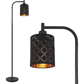 مصباح الأرضية القوطية مع عاكس الضوء لليزر ، مصباح قائم بمكثف لغرفة المعيشة وغرفة النوم ، مصباح مزرعة أسود 67 بوصة مع مفتاح القدم ، مقبس قاعدة E26 ، مثالي لمصابيح الديكور السحري in Kuwait