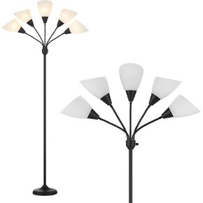 Medusa Floor Lamps Standing Lamps 5 Heads Adjustable Reading Light Large Shade Use E26 A19 Bulb Floor Lamps for Living Room Bedroom by ONEXT