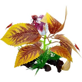 CTWPets Betta Driftwood Decor – Soft Silk Aquarium Plant for Betta Fish, Shrimp, and Tropical Tanks – Safe, Vibrant Aquascape Decoration (Rose Blade)
