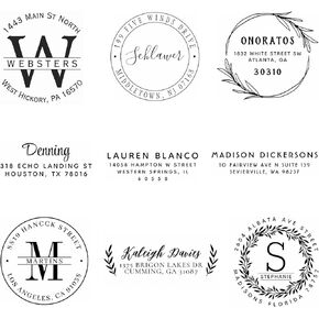 Generic Custom Address Stamp, Self Inking Stamp OR Embosser, Choose from 18 Simple but Classic, Elegant, Stylish Designs & 15 Ink Color Choices, Black