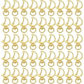 PATIKIL Swivel Lobster Clasp, 50 Pcs Moon Shape Swivel Clasp Hooks Metal Snap Clips Lanyard Claw Clasps Key Chain Making Kit for DIY Crafts Purse Bag Connector Hardware, Gold Tone