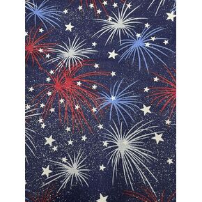 Fabric Traditions 4th of July Cotton Fabric, Glitter Fireworks Print, 100% Cotton, 1 Yard PRECUT