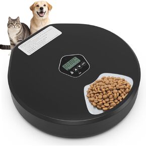 Automatic Pet Feeder for Wet & Dry Food, 5-Meal Timer Dispenser with 2 Ice Packs, Programmable Smart Feeder for Cats/Dogs – Keep Food Fresh Longer (Pet Feeder with 2 Ice Cube Tray)