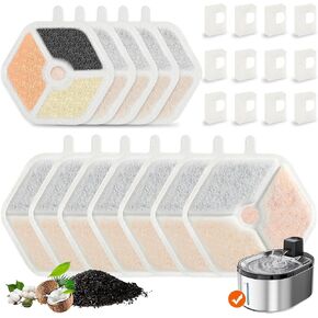 12 مرشحات استبدال حزمة و 12 حزمة إسفنجة ل Smartoo 152oz / 4.5L اللاسلكي الفولاذ المقاوم للصدأ من الفولاذ المقاوم للصدأ النافورة PTM-643