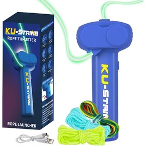 Glow-in-The-Dark String Shooter Toys, Portable Rope Launcher,Outdoor Fidget Toy Flying a Glow KU Loop in The Air for Endless Fun, Perfect Interactive STEM Gift for Kids & Adults（Dark Blue）