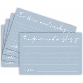 30 Advice & Wishes Cards - Minimalism Blue - Double Sided Fill-In Advice Cards For Bridal, Wedding, Graduate Party, Mr & Mrs, Retirement, Baby Shower, Party Favor & Supplies - A04