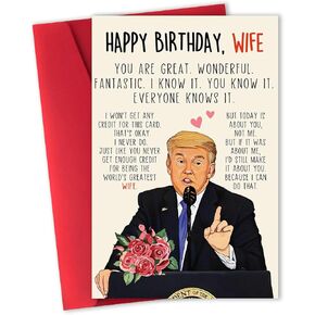 Funny Birthday Card Gift for Wife, Unique Wife Birthday Cards Gifts from Husband, Sweet Valentine's Day Gifts for Her, Unique Anniversary Card, Trump Love Card for Women
