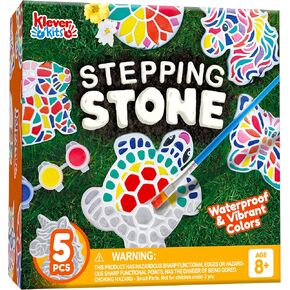 Klever Kits Stepping Stones Painting Kit for Kids - Paint 5 Garden Stones, Ceramic Garden Decor, Unicorn Craft Kits for Boys, Gifts for Boy, Girl Age 8+ Year Old - Summer Gift