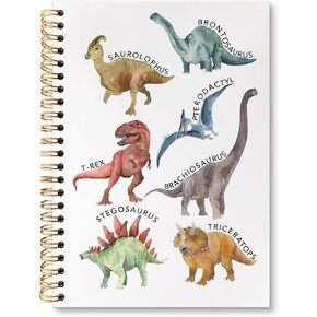 huester Dinosaur Notebook Journal, Dinosaur Gifts for Women Men Lovers Journal, Species of Dino Notebooks for Note Taking, Dino Hardcover Spiral Paper Notebook, 5.5x8.3 Inch
