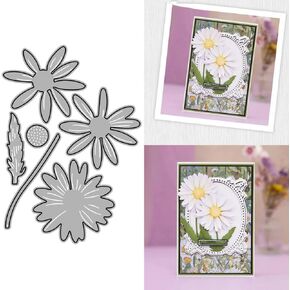 Patchwork Daisy Flowers Metal Cutting Dies for Card Making, Paper Embossing Die Cuts Kit Templates Supplies, Photo Frame Album DIY Scrapbooking Stencils Sets