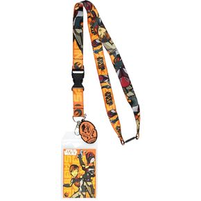 Star Wars Rebels Lanyard Sabine Wren Mandalorian ID Badge Holder with 2" Character Rubber Charm