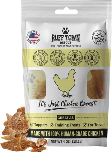 Ruff Town Dog Treats - Human Grade Beef Heart | Dehydrated Single Ingredient | High Protein, Low Fat, Hypoallergenic, Grain Free Training Treats | Ideal for All Breeds & Sizes, Made in USA(4oz) in Saudi Arabia