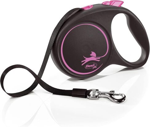 Flexi Black Design Tape Pink Large 5m Retractable Dog Leash/Lead for Dogs up to 50kgs/110lbs in Kuwait