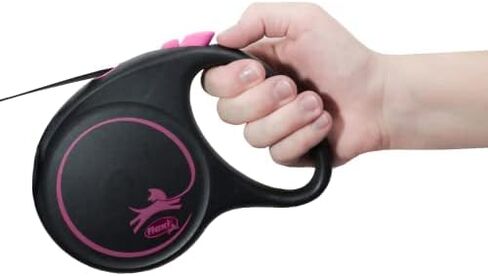 Flexi Black Design Tape Pink Large 5m Retractable Dog Leash/Lead for Dogs up to 50kgs/110lbs in Kuwait