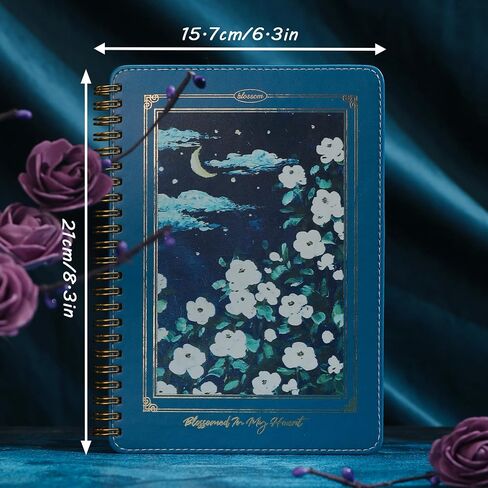 Spiral Notebook for Women, Durable A5 Leather Hardcover Notebooks, 200 Lined Pages, Cute Notebooks for Perfect Supplies at School, 8.3 x 6.2 in in Saudi Arabia