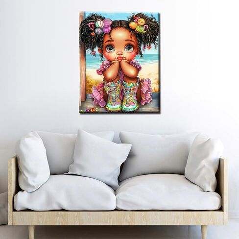 Tucocoo African Girl Graffiti Art Paint by Numbers Kits for Adults Beginner, Playful Street Black Girl Paint by Number, DIY Acrylic Paint Canvas Colorful Painting Wall Decor 16x20Inch (Without Frame) in Saudi Arabia