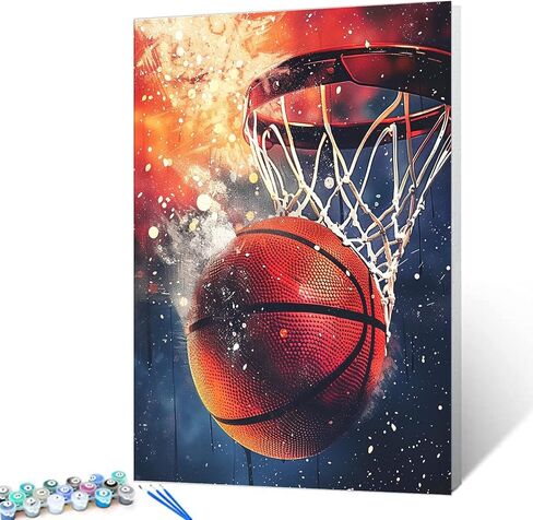 طلاء كرة السلة Tucocoo Graffiti بأرقام أطقم 16 × 20 بوصة لوحة زيت DIY للبالغين مع فرش وحيوانات الصباغات الصباغية صورة ملونة للهدايا ديكور المنزل (بدون إطار) in Saudi Arabia