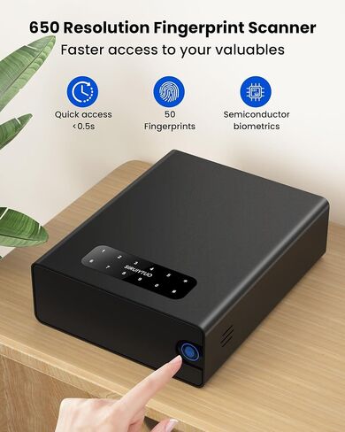 Biometric Gun Safe for Pistols - 0.5S Unlock with Fingerprint, Digital Keypad, App, Key - Quick Access Handgun Safe for Home & Travel - Compact Drawer Safe for Bedside, Nightstand and Car in Saudi Arabia