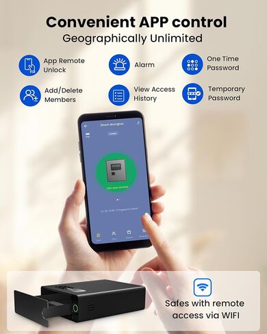 Biometric Gun Safe for Pistols - 0.5S Unlock with Fingerprint, Digital Keypad, App, Key - Quick Access Handgun Safe for Home & Travel - Compact Drawer Safe for Bedside, Nightstand and Car in Saudi Arabia
