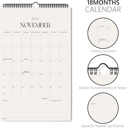 Jotsome Wall Calendar 2025-2026 ، تقويم الجدار الشهري الأكاديمي الكبير من يوليو 2025 إلى ديسمبر 2026 11x17 بوصة للمنزل والمكتب ، تخطيط سهل in Kuwait