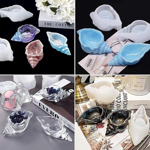 1 PCS Conch epoxy Resin Mould ، جرة تخزين القضبان الحرفية ، قوالب السيليكون الحاويات لالتقاط الراتنجات الأشعة فوق البنفسجية ، جرة الشموع ، تخزين المجوهرات ، زخرفة سطح المكتب ، هدية العطلة in Saudi Arabia