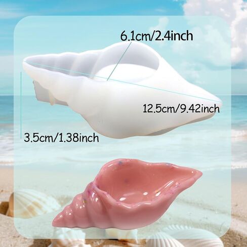 1 PCS Conch epoxy Resin Mould ، جرة تخزين القضبان الحرفية ، قوالب السيليكون الحاويات لالتقاط الراتنجات الأشعة فوق البنفسجية ، جرة الشموع ، تخزين المجوهرات ، زخرفة سطح المكتب ، هدية العطلة in Saudi Arabia