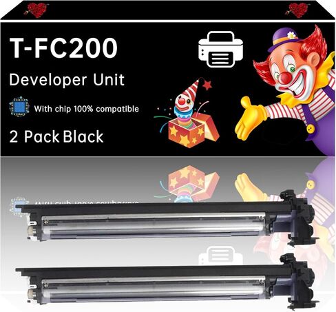 وحدة المطورين T-FC200 متوافقة مع طابعات Toshiba E Studio 2000AC 2500AC ، المتانة المحسنة ، مثالية للطباعة ذات الحجم العالي (2 عبوة سوداء) in Kuwait