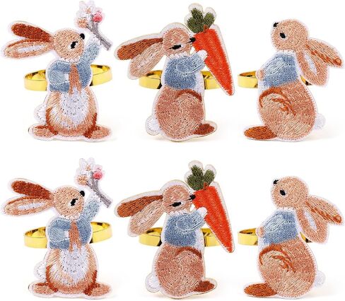 Easter Napkin Rings Set of 8, Rabbit Bunny Napkin Rings Holder, Metal Gold Napkin Rings for Easter Spring Party Dining Table Settings Decor in Saudi Arabia