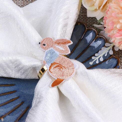 Easter Napkin Rings Set of 8, Rabbit Bunny Napkin Rings Holder, Metal Gold Napkin Rings for Easter Spring Party Dining Table Settings Decor in Saudi Arabia